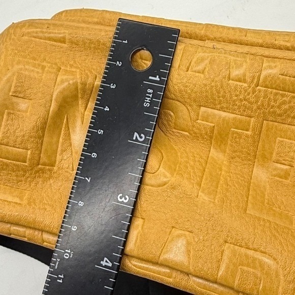 Steve Madden Yellow Embossed Logo Mini Backpack Mustard Tassel -corner peeling - Picture 4 of 11